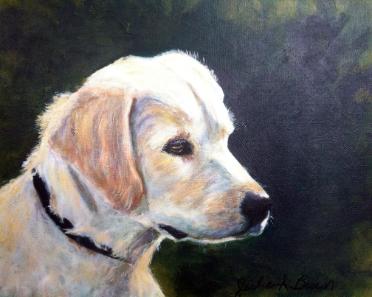 Acrylic Dog Portrait painting of a Golden Retriever