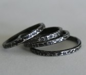 Stack of Bark Rings - Sterling Silver Stacking Ring
