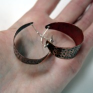 Tribal - Copper Wide Open Hoops with Sterling Ear Wires