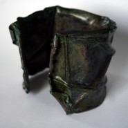 back view of foldformed copper unisex cuff by Julie A. Brown