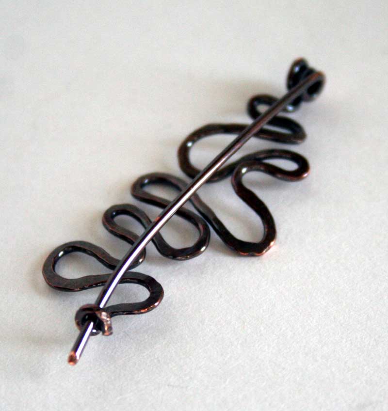 back view of copper pin - Meandering 2