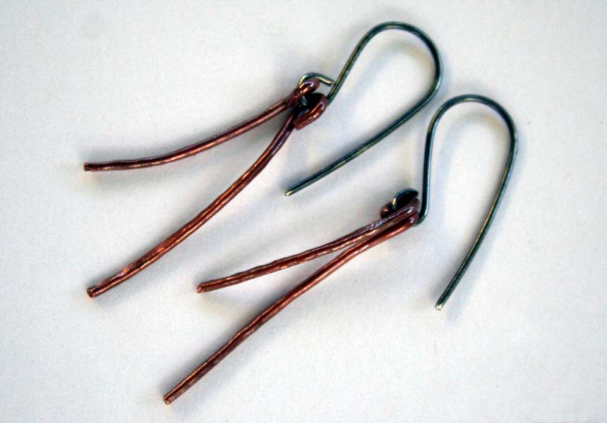 Twigs - Copper and Sterling Silver earrings handcrafted by Julie A. Brown