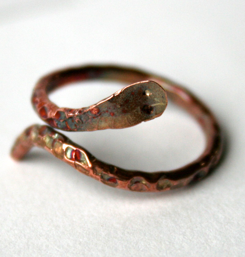 Transformation- Adjustable Copper Snake Ring by Julie A. Brown