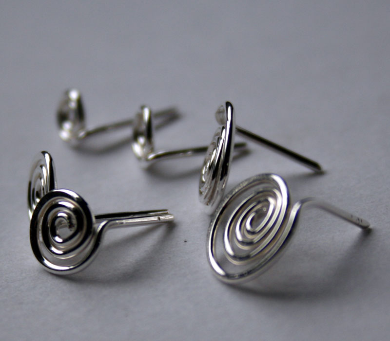 Spiral Post Earrings handcrafted in Sterling Silver by Julie A. Brown