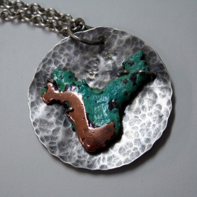 Lost Continent - splash copper and sterling silver handcrafted necklace