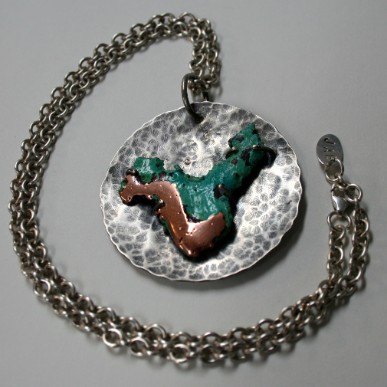 Lost Continent - handcrafted copper and sterling silver necklace