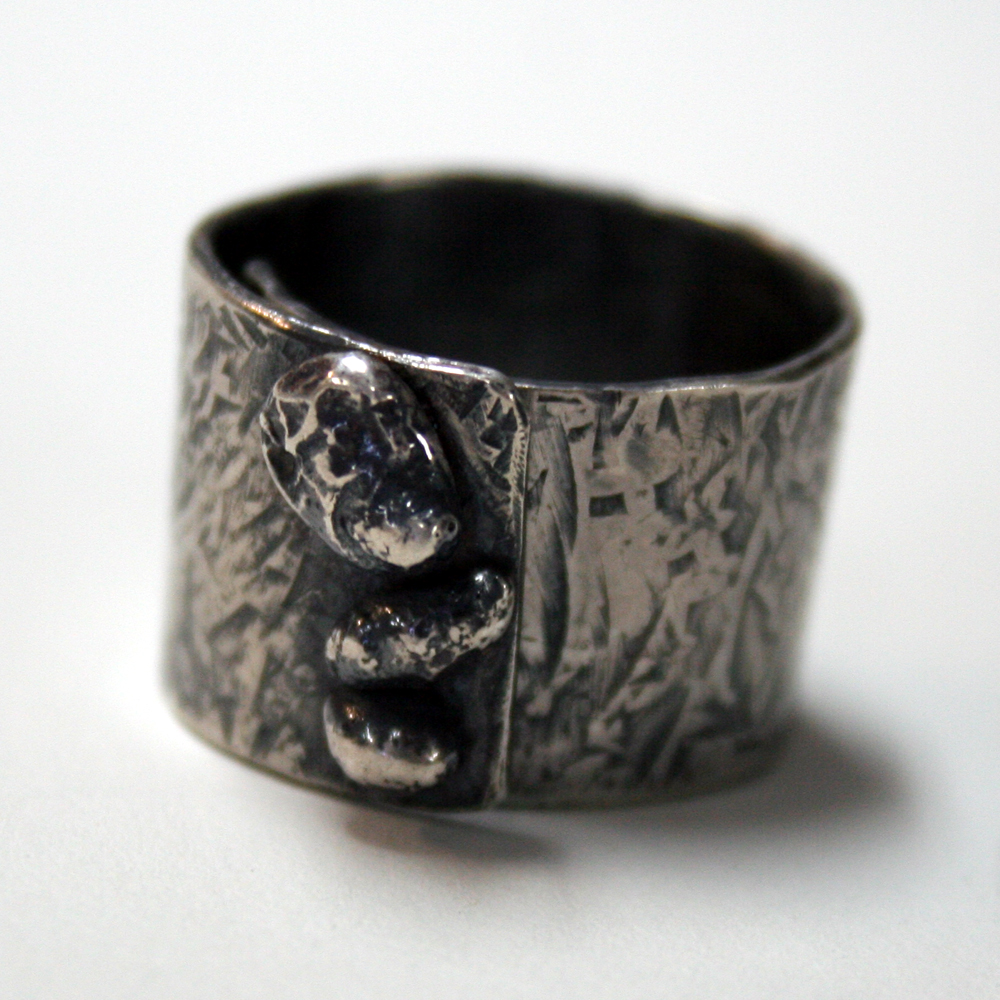 Pebbles- One of a Kind Adjustable Sterling Silver Band Ring by Julie A. Brown
