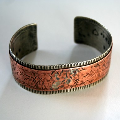 Unisex Recycled Copper and Sterling Eco-friendly Cuff
